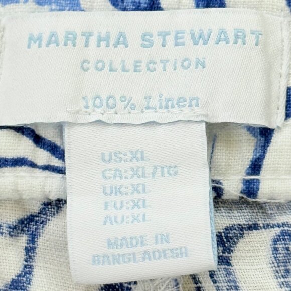 Martha Stewart Women 100% Linen Pull-on Wide Leg Floral Blue/White Pants XL NWOT - Picture 5 of 10